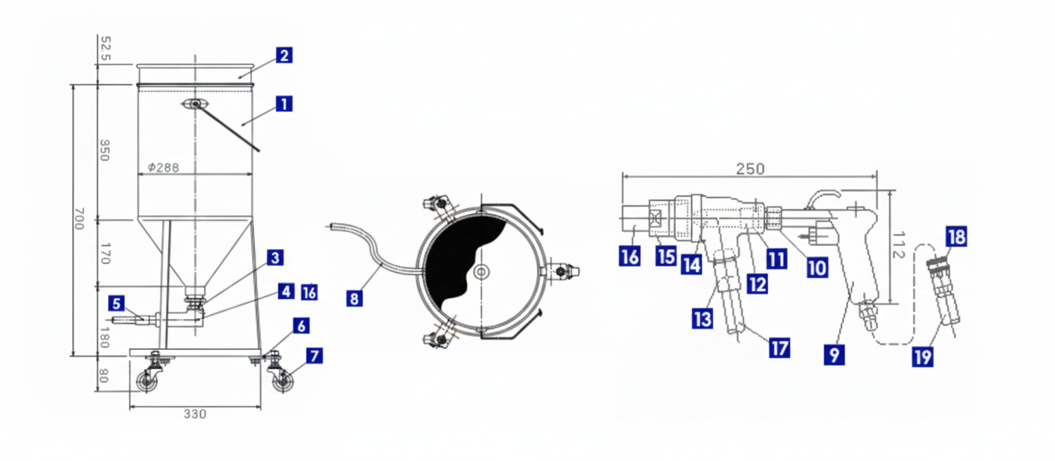 20リットルホッパー付 SE354 20L型